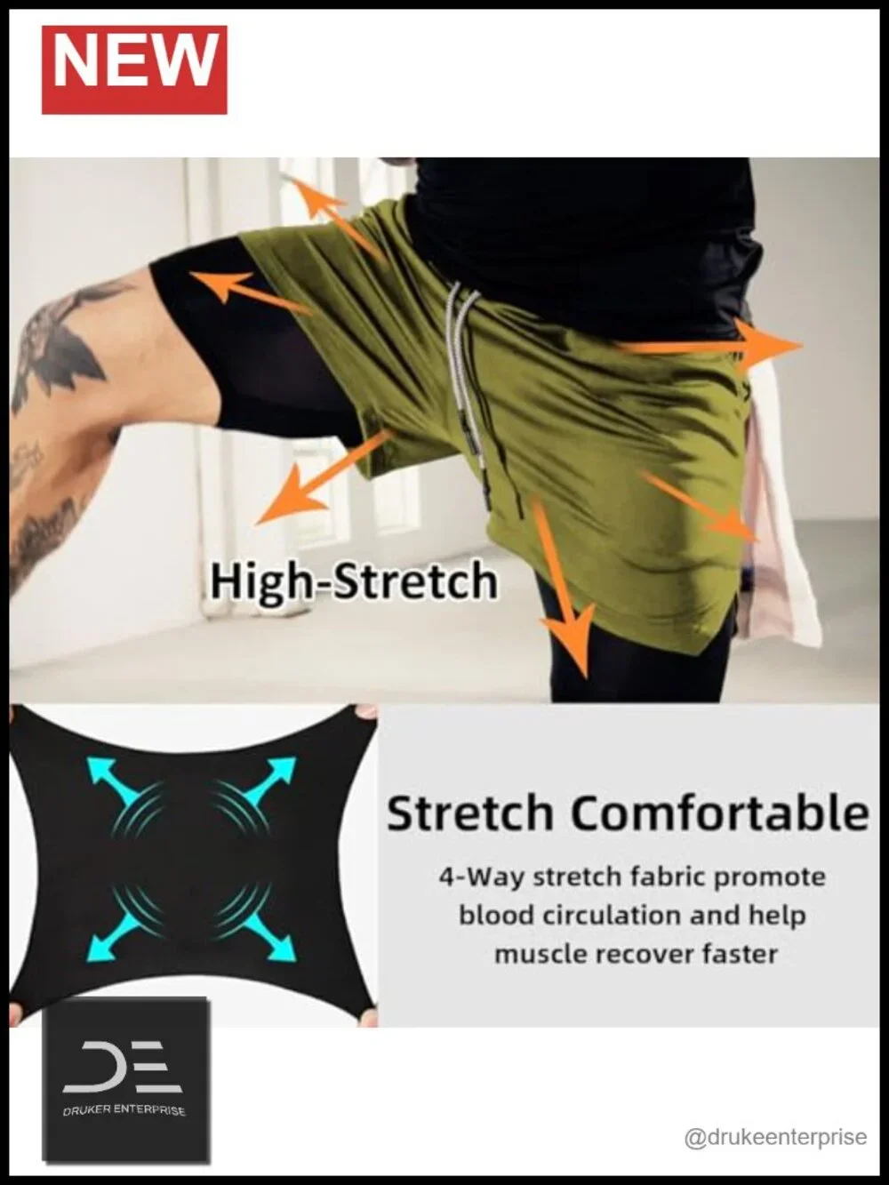 Mens 2-in-1 Running Shorts with Liner, Quick Dry Athletic Gym Shorts 7 inch